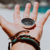 Person with a compass in hand
